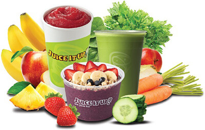 smoothies, bowl and ingredients 