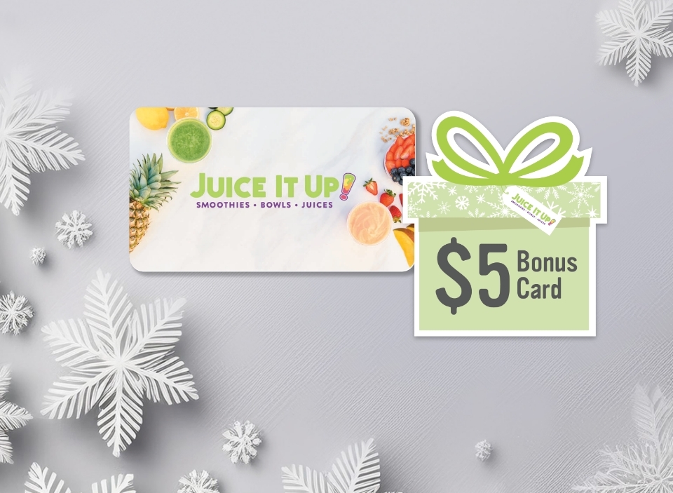 Juice It Up! gift card and promotional card picture